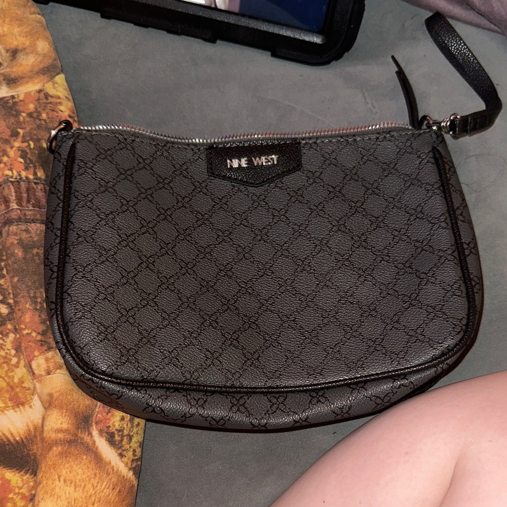 Nine West Dark Gray Patterned Crossbody Bag